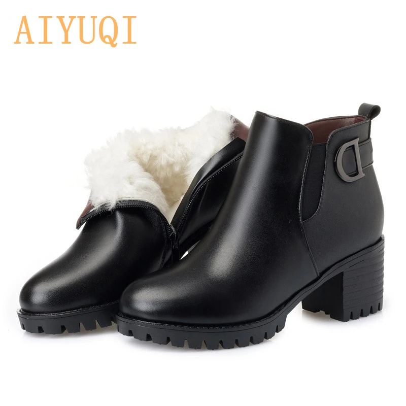 MORAZORA/женские ботинки черного и коричневого цвета; сезон осень-зима; женские ботильоны на платформе с пряжкой; высококачественные ботинки из искусственной кожи на квадратном каблуке; большие размеры 34-43