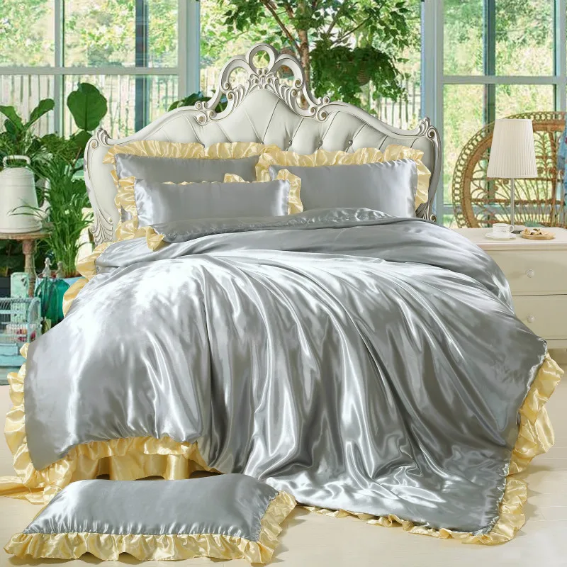 Роскошное постельное белье принцессы, 6 цветов, цена, сатиновый шелк, розовый, золотой, белый цвет, простыня, набор пододеяльников, 50% скидка