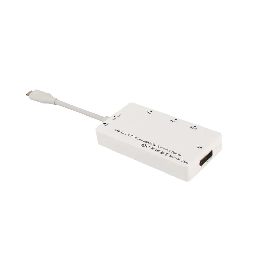 

2pcs 4-in-1 Dongle USB 3.1 Hub Type C to VGA + DP Adapter 1080P HD VGA Converter Cable with Audio Output for MacBook