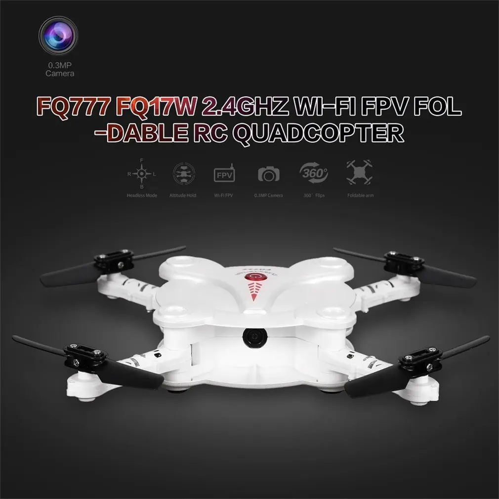 

FQ777 FQ17W 2.4G 6 Axis Gyro Mini Drone Wi-Fi FPV Foldable RTF RC Quadcopter With 0.3MP Camera Altitude Hold Headless Mode