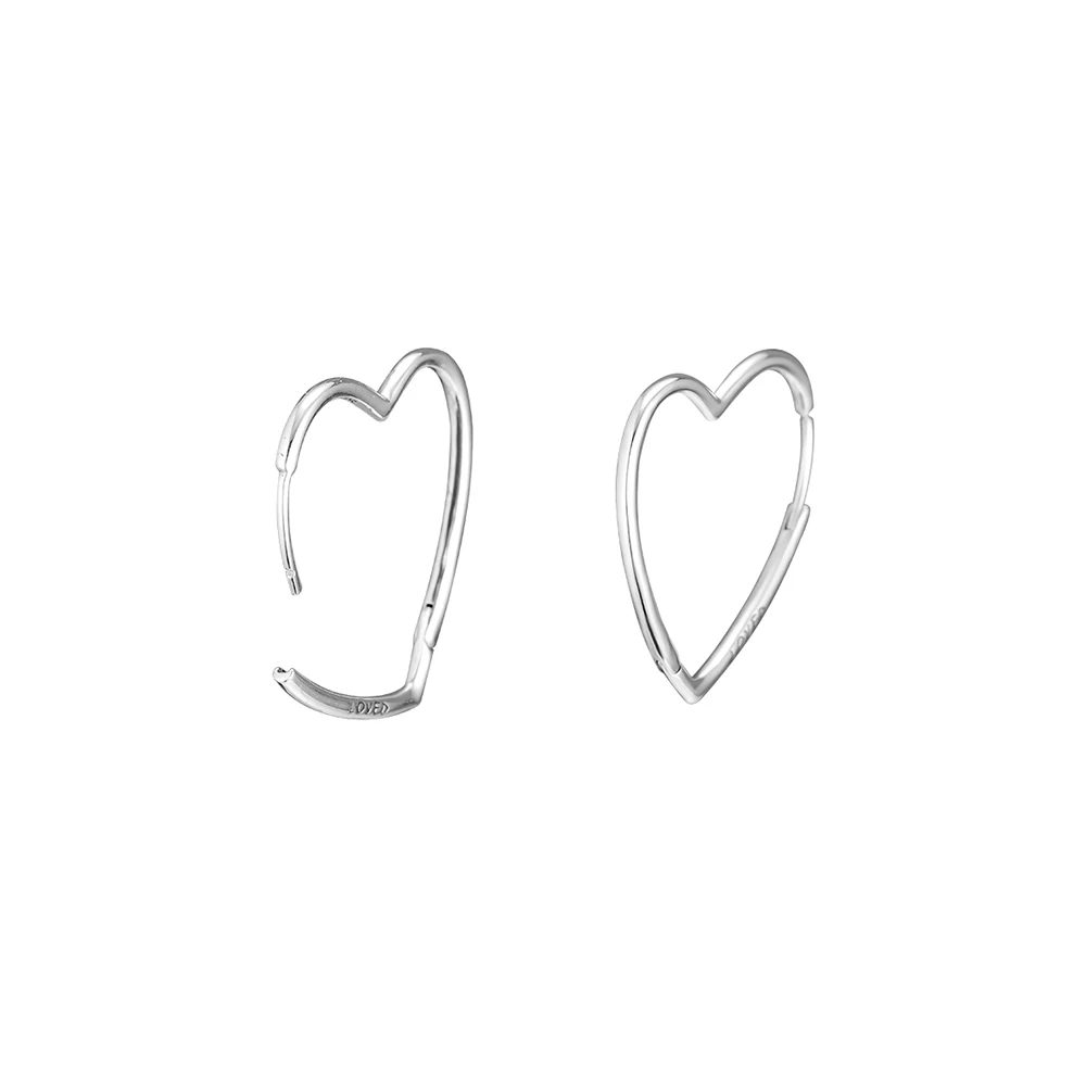 Серьги кольца Асимметричные женские из серебра 100% пробы с