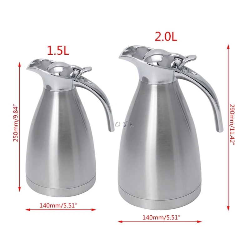 Нержавеющая сталь вакуумная изоляция горшок горячей воды чайник термо кувшин 1.5L 2.0L питьевой фонтан для кухни