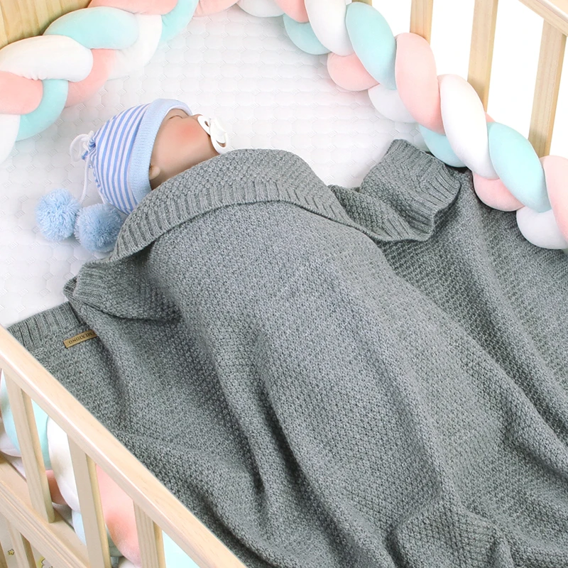 

Skin Friend Baby Blanket Newborn Baby Warm Swaddle Muslin Diaper Baby Room Carriage Bath Gray Pink Blue Quilt Children's Blanket