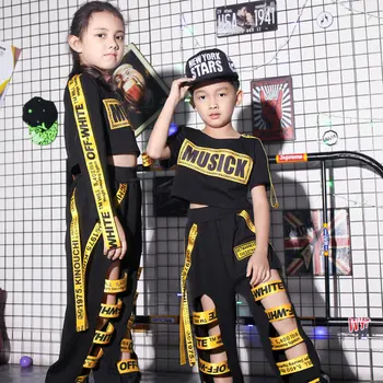 

2019 New Fashion Boys Jazz Dance Hip Hop Costume Girls Catwalk Dance Clothing Tide DS Performance Top+Pant DQY10681