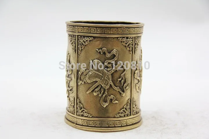 

Free Shipping Oriental Brush Pot Bronze Statue Sculpture Collectible Collection T094