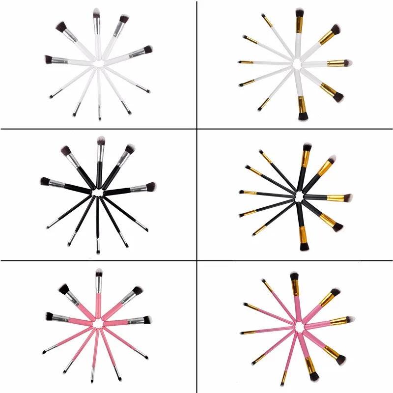 10 шт. набор кистей шт. для макияжа глаз черный золотой черный Серебряный набор кистей для макияжа Горячая Распродажа Mekeup инструмент без