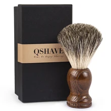 Qshave, Мужская щетка для бритья из чистого барсука, старая древесина, цвет дерева, для бритвы, безопасная прямая Классическая Безопасная бритва, 11 см x 5 см