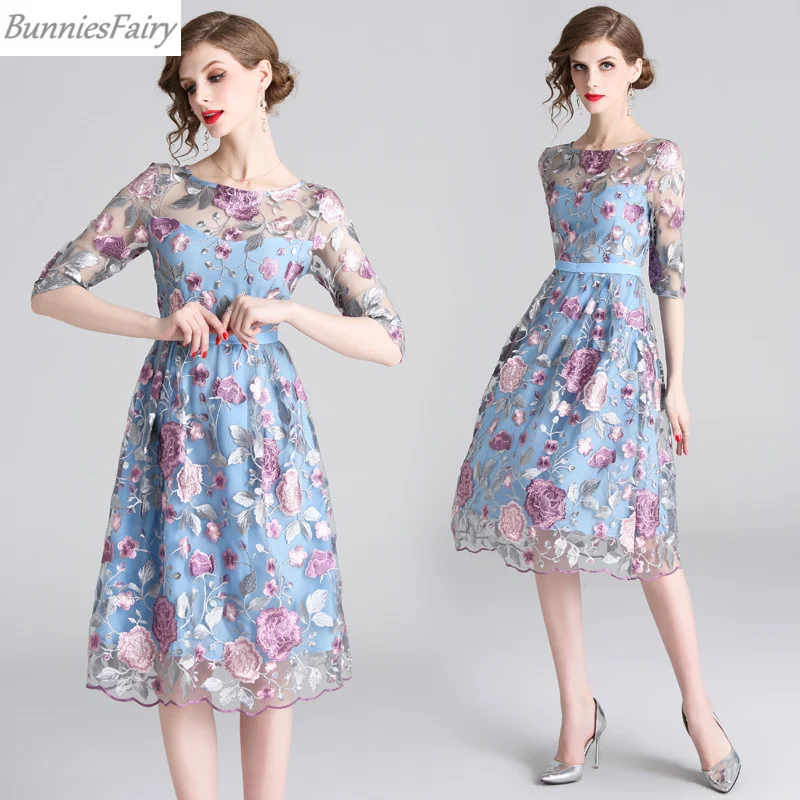 BunniesFairy/2019 летнее богемное платье в стиле бохо с цветочной вышивкой прозрачное