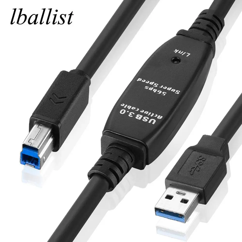 Lballist USB 3 0 кабель для принтера встроенный микросхема IC тип A штекер Тип B в фольге