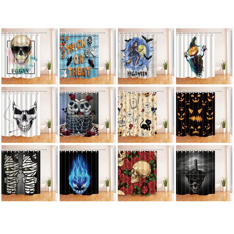 

Halloween Series Shower Curtain 3D Digital Printing Thick Polyester Bathroom Opaque Curtain Home Decor