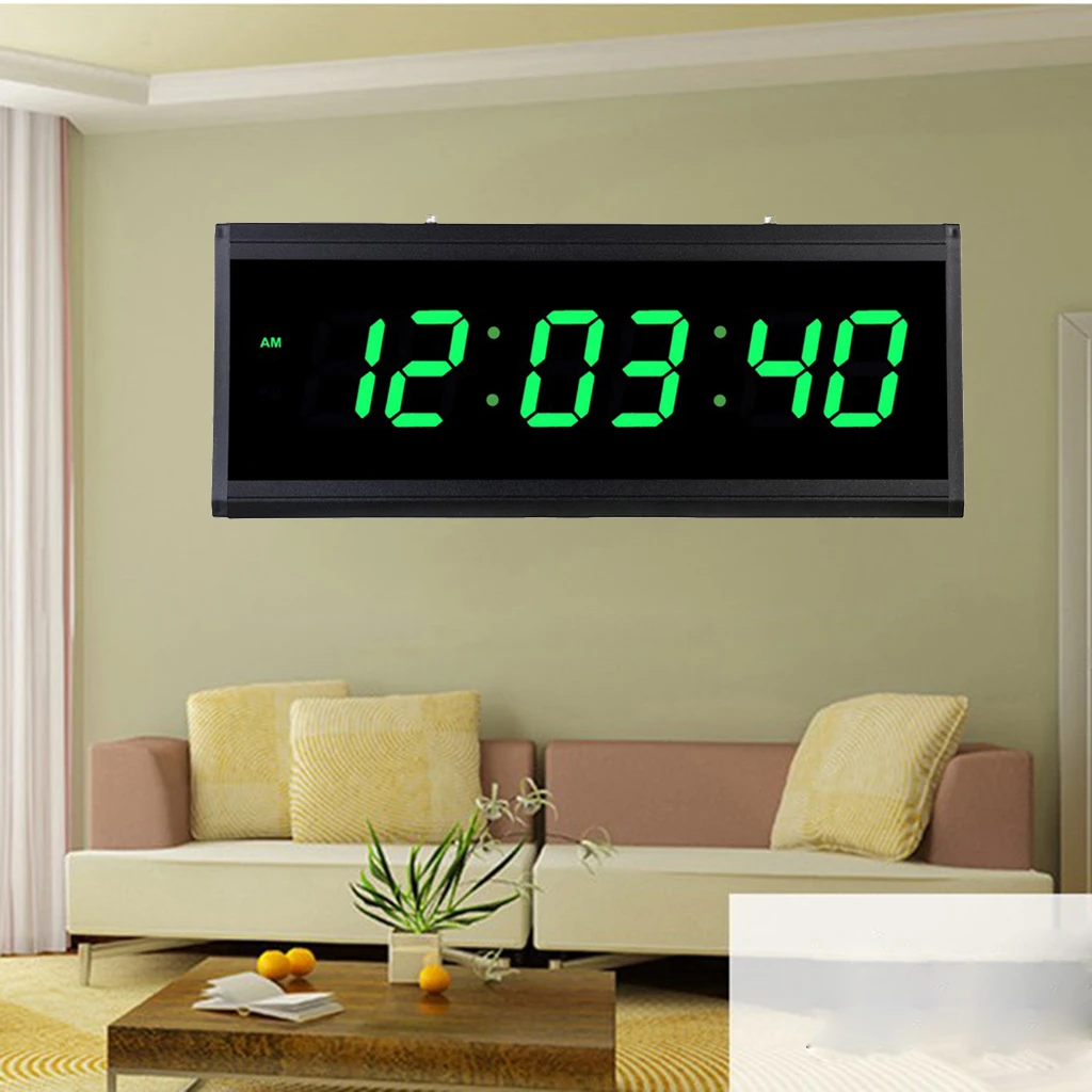 Digital Wall Clock Large Led Display Plug In Clock For Home Office Sitting Room Hotel Church School Hall Us Plug Wall Clocks Aliexpress
