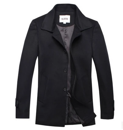 Мужские куртки тонкий дизайн мужская куртка Горячая стильная шерстяная куртка Тренч Черное длинное пальто - Цвет: YF13002