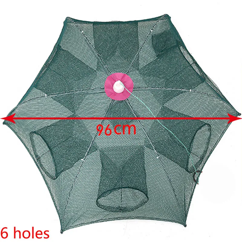 В сложенном виде Портативный шестигранник 4/6/8/10 отверстий Автоматическая рыболовная креветка Ловушка рыболовная сеть Рыба Креветки Минноу краб приманки Литой сетки ловушка