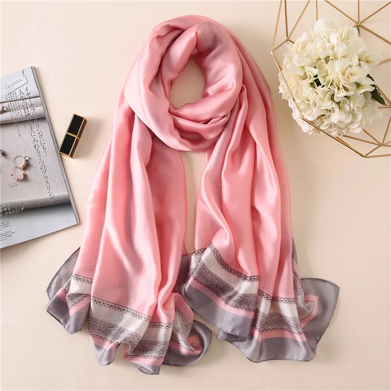 

2019 luxury women scarf summer silk scarves shawls and wraps big size lady pashimina beach stoles