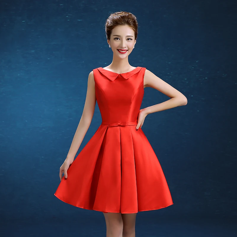 2015 Brand New Red Evening Dresses Elegant High Neck Girls Dress V-Back Ball Prom Party Pageant Graduation Formal Dress/Gown