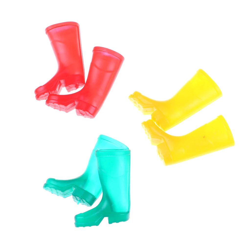 

1Pair Dollhouse Furniture Miniature Rubber Rain Boots Home Garden Yard Accessory Shoes for Barbie Toys Gifts3 colors