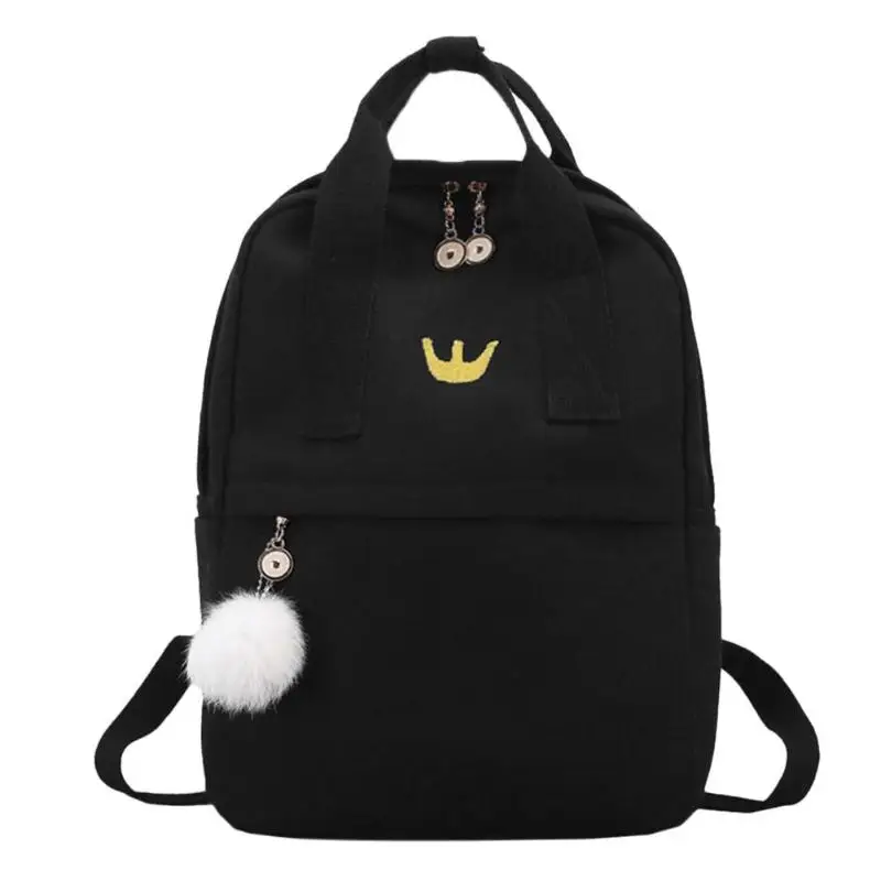 Холщовый опрятный женский рюкзак для девочек-подростков, винтажный школьный рюкзак через плечо, рюкзак для колледжа, Mochila Feminina - Цвет: Черный
