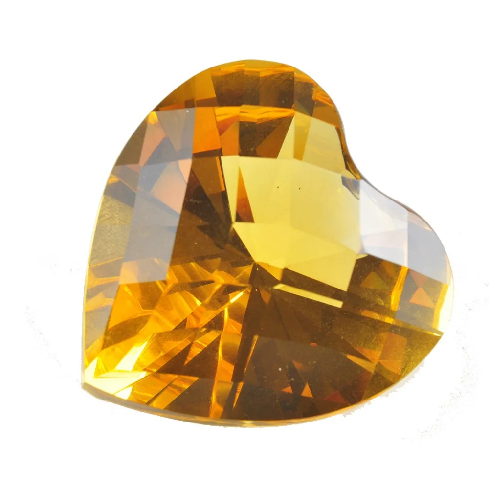 Beste Fabriek Prijs 55mm Amber Souvenir Kristal Home Decoratie Hart Ontwerp Diamant Presse papier Feng Shui Ambachten