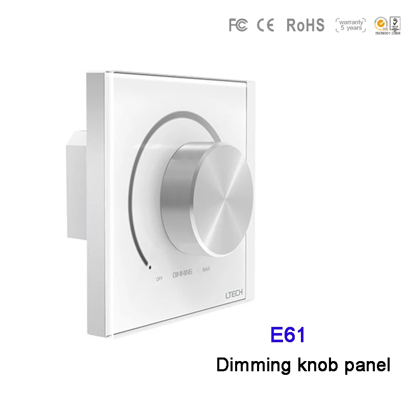 

LTECH E61 Dimming Knob Panel Dimmer DC12V-24V RF 2.4G wireless PWM output LED controller Wall Mount switch For LED Strip Light