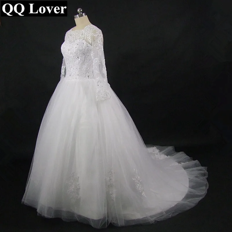 QQ Lover Vestido De Novia свадебное платье с длинными рукавами и высоким воротом Robe De Mariage романтическое свободное платье