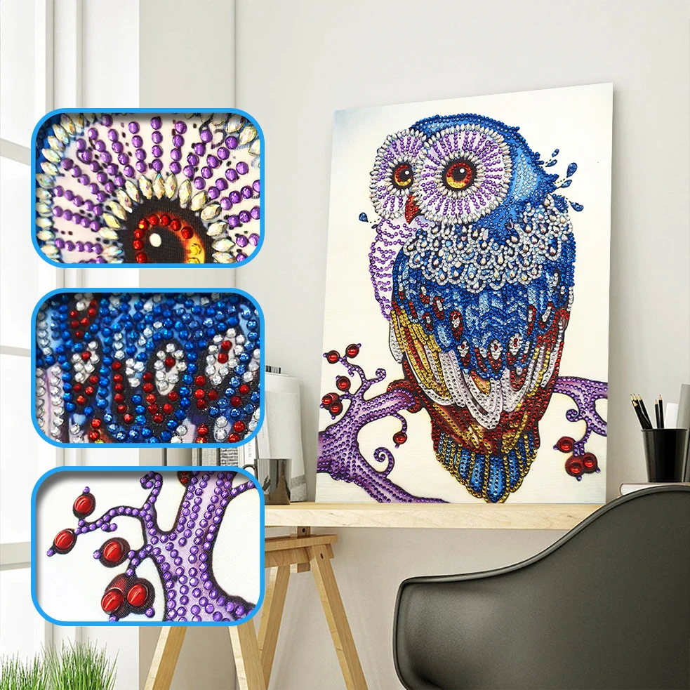 

5D DIY Special Shaped Diamond Painting Cross stitch Diamond Embroidery owl Animals Picture Of Rhinestones Home Decor wall Decor
