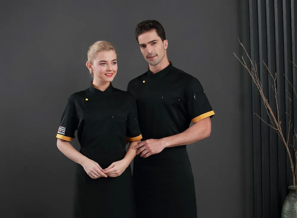 Унисекс дышащая Униформа с короткими рукавами De Chef еда обслуживание фаст-фуд Ресторан Кухня отель торт выпечки шеф-повара рубашка для работы