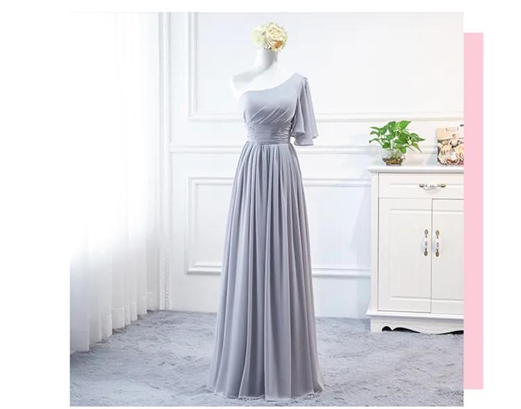 GREY B Robe De Soriee Новое шифоновое платье подружки невесты длинное обтягивающее на бретельках элегантное платье для банкета невесты Robe Soiree Longue - Цвет: GREY B