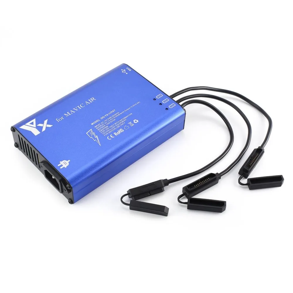 

2 in 1 Charger for DJI Mavic Air Drone Intelligent Multi Battery Fast Charging Hub Remote Control 2 USB Ports 4 Batteries