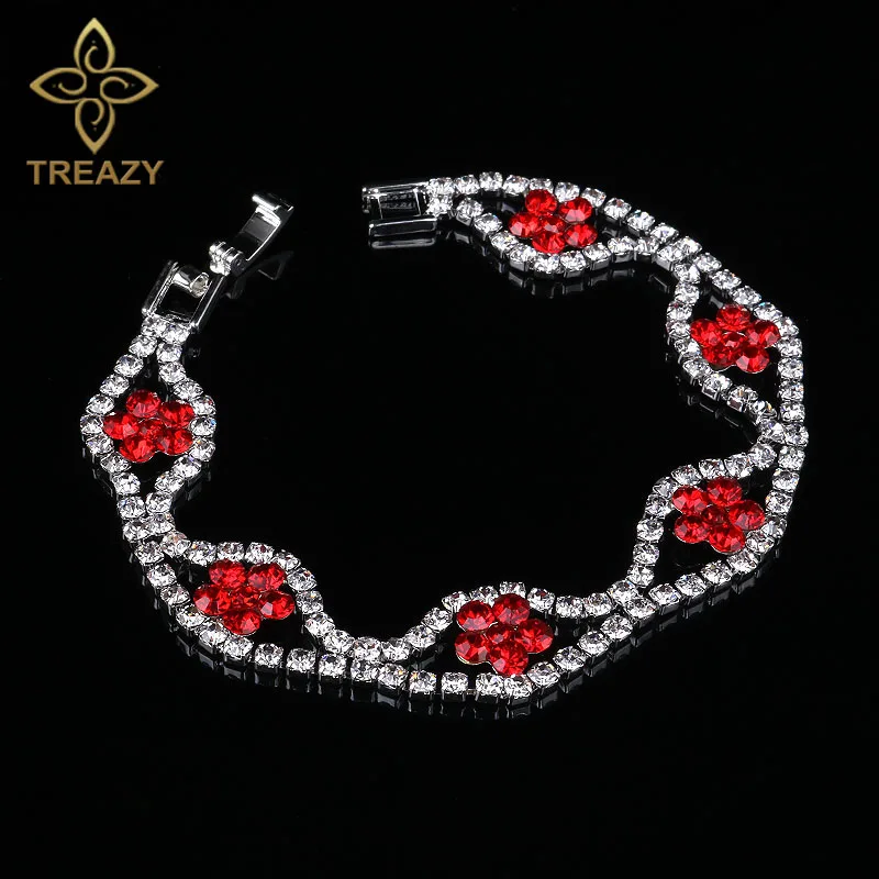 TREAZY Серебряный Цвет Кристалл Браслеты для женщин цветочные свадебные браслеты и браслеты Свадебные обручальные ювелирные изделия - Окраска металла: Style 17