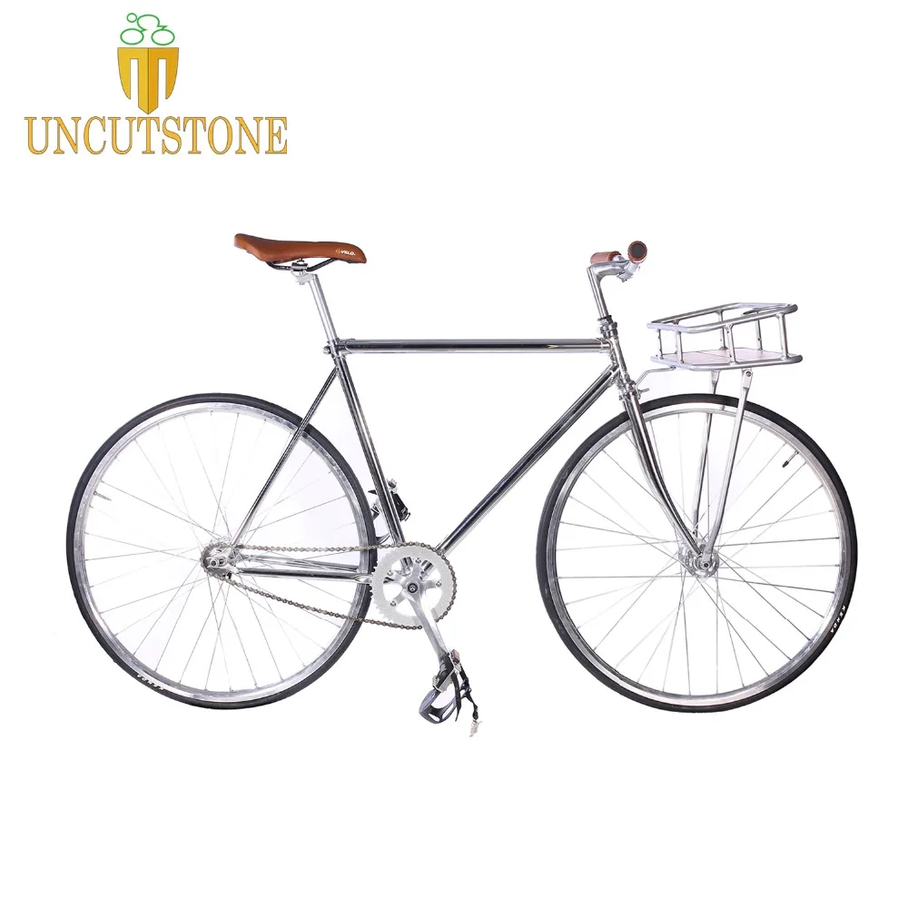 

fixie bike Fixed Gear bike Track Single speed Bike 700C 52cm vintage DIY frame Retro Steel bike frame sliver