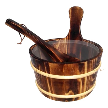 

Free shipping 4L Sauna pail and ladle Red Cedar& Pine combined with Insert Factory Sauna accessories, Wholesaler, Sauna Dealer