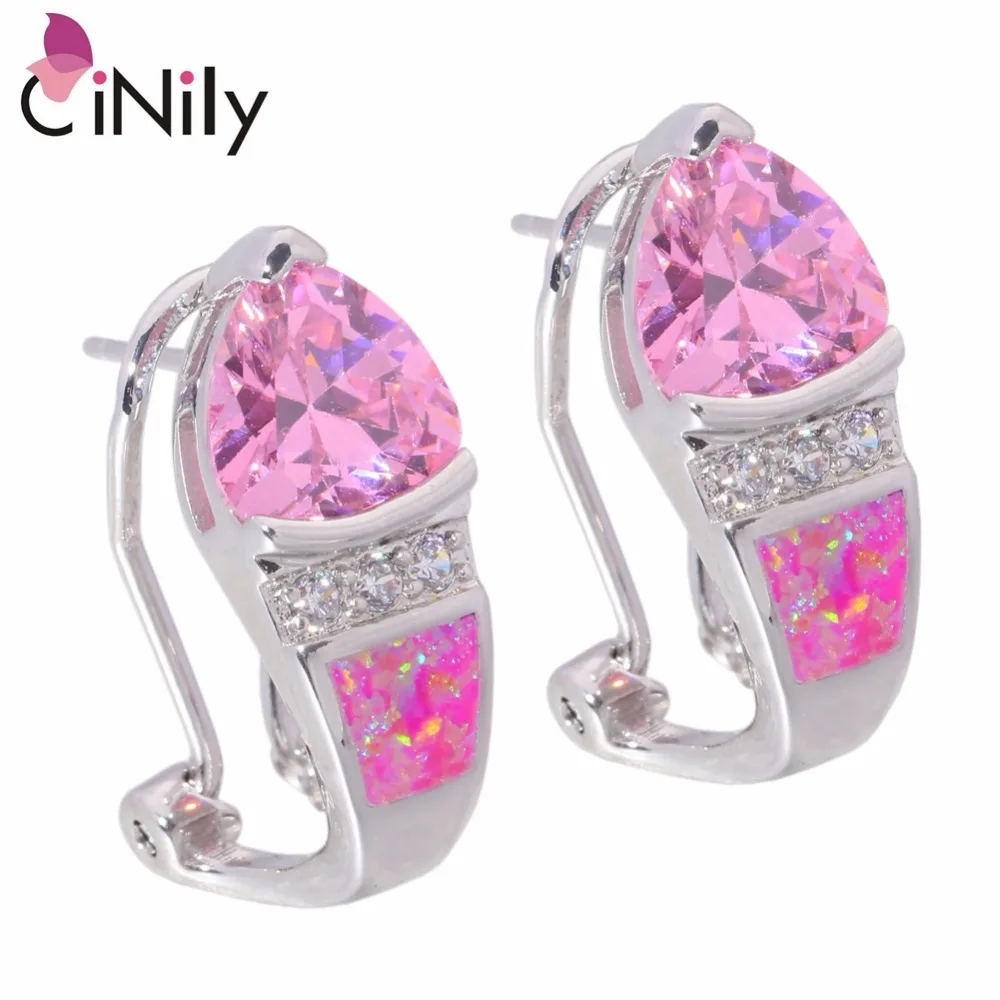 

Unique & Wholesale & Retail For Women Jewelry Pink Fire Opal & Pink Topaz & Cubic Zirconia Silver Stud Earrings 22mm OH3526