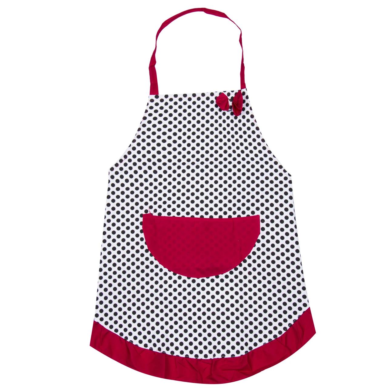 Faroot Cute Aprons Women Bowknot Dot Aprons Kitchen Bib Restaurant Cooking Bib Apron Dress with Pocket Aprons