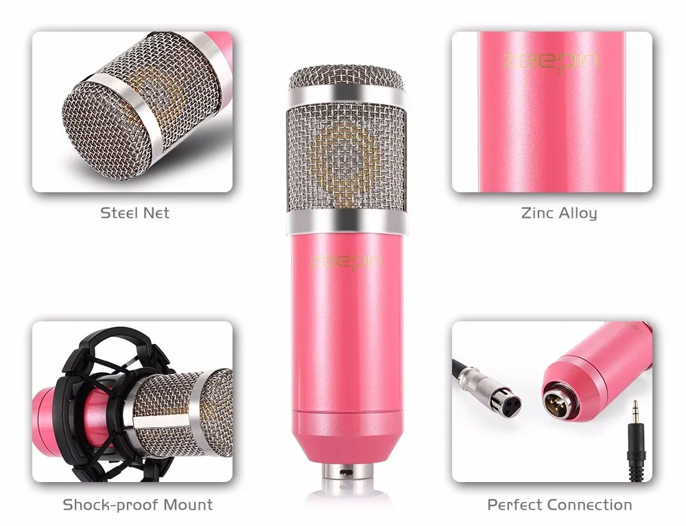 ZEEPIN BM800 динамический конденсаторный проводной микрофон для записи звука студийный поп-фильтр с ударным креплением для записи комплект KTV караоке