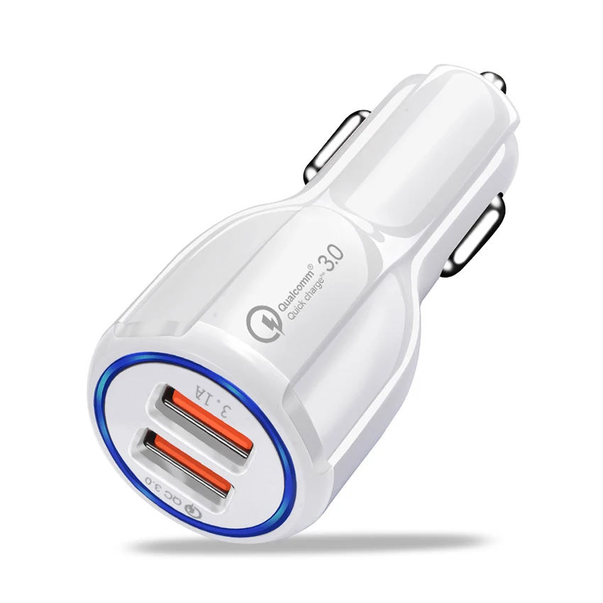 سريع تهمة 3.0 شاحن سيارة Riggler المزدوج USB ميناء الهاتف شاحن آيفون سامسونج Xiaomi هواوي اللوحي العالمي