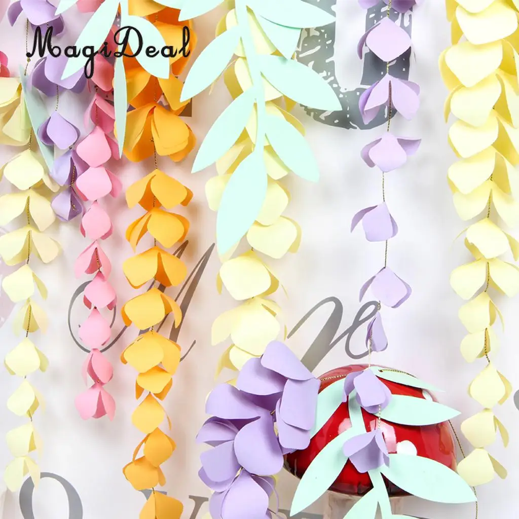 Colorful Paper Hanging Flower Leaf Garland DIY Craft Home Wall Decoration 