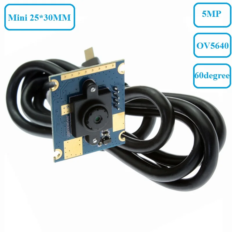 

ELP 5MP 2592*1944 Micro Mini Document Capture CMOS OV5640 UVC USB Inspection Camera Board PCB Webcam Module with 60degree lens