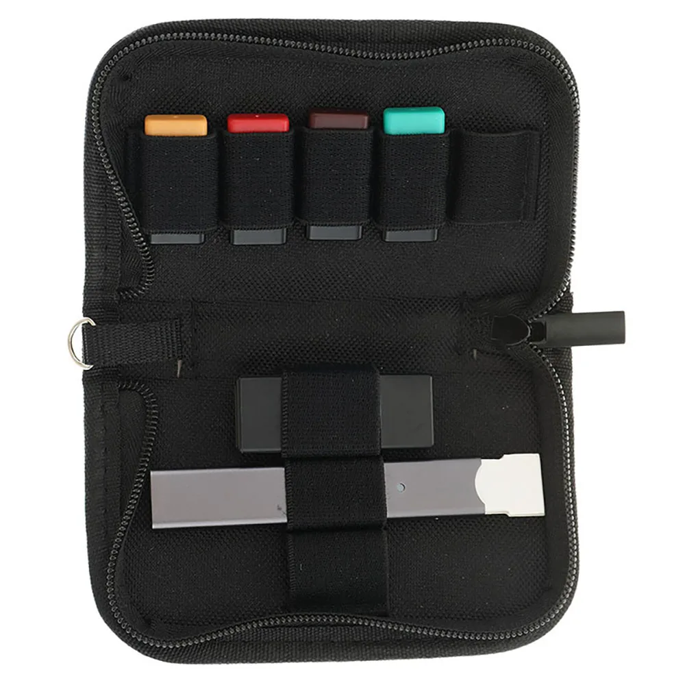 

High density nylon E-cigarette Travel storage bag Carrying Case Anti-fall ompatible With JUUL/MYLE Carrying pocket 8 grids Black