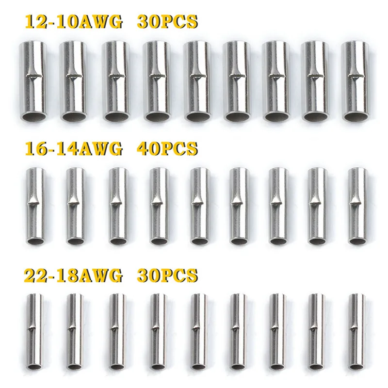 100 шт. стыковые соединители 10 мм медь 22-10AWG Луженый Соединительный шнур контактный конец неизоляционный обжимной терминал комплект