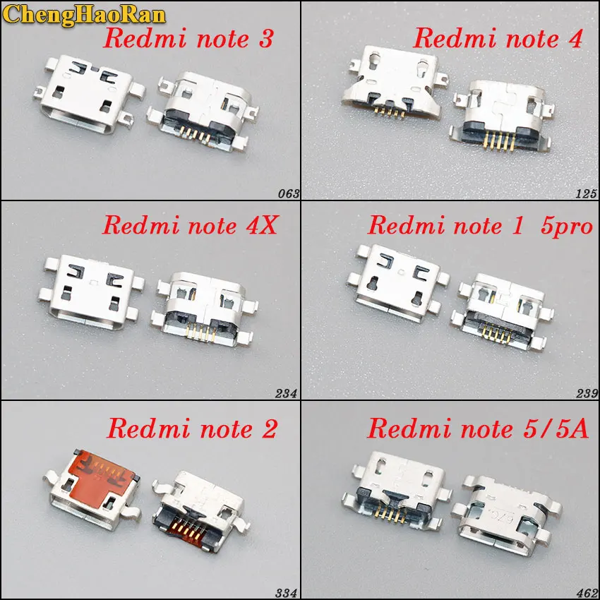 ChengHaoRan 5 шт. 10 шт. Micro USB для Xiaomi Redmi NOTE 1/2/3/4/5/5A/5pro NOTE 4X Разъем гнездо для зарядки женский порт