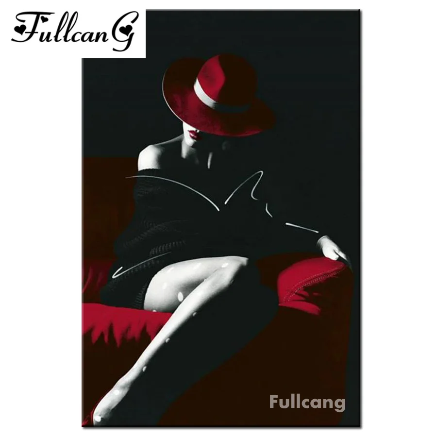 

FULLCANG full mosaic needlework 5d diamond painting woman square diamond embroidery portrait painting home decor E1373