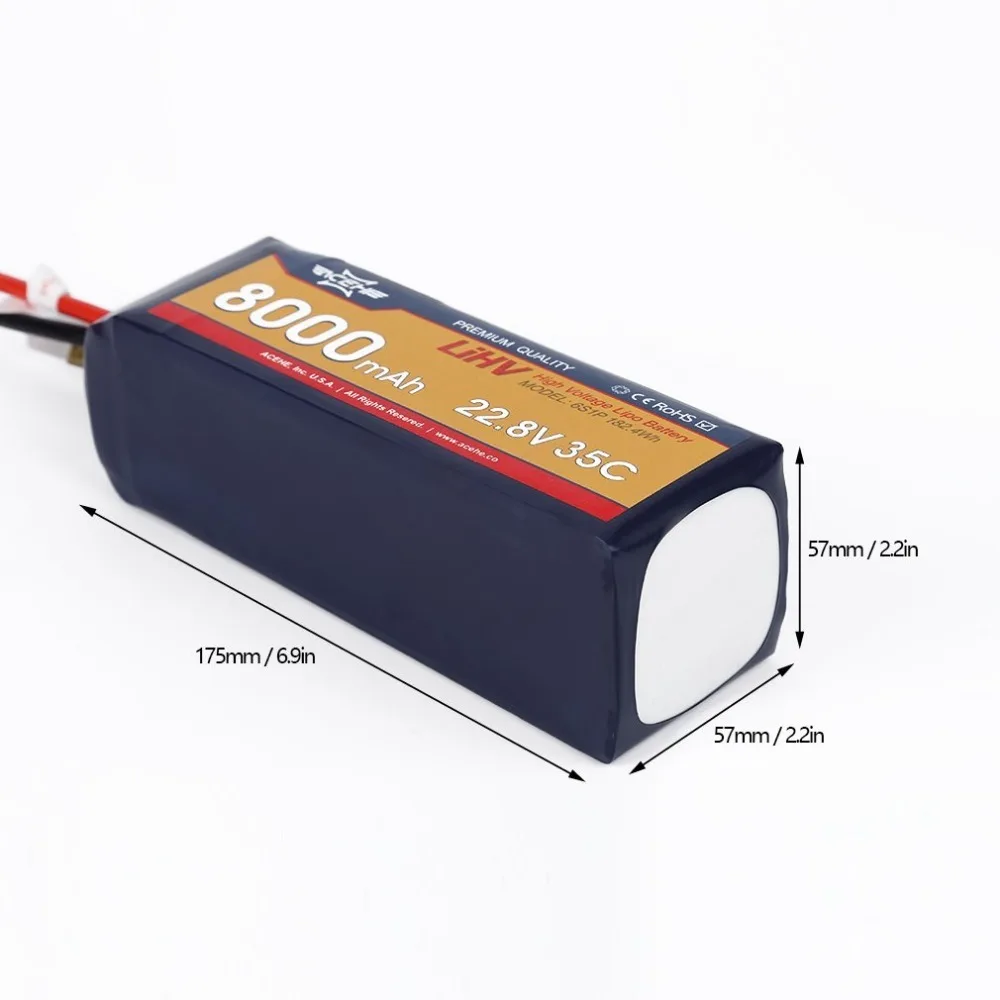 1 шт. ACEHE 22 8 V 8000mAh 35C 6S1P 182.4Wh с штепсельной вилкой XT60 Высоковольтная Lipo
