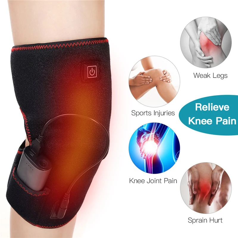 

USB Heated Massage Knee Brace Unisex Knee Heating Pad Thermal Heat Therapy Wrap Hot Compress for Cramps Arthritis Pain Relief 31