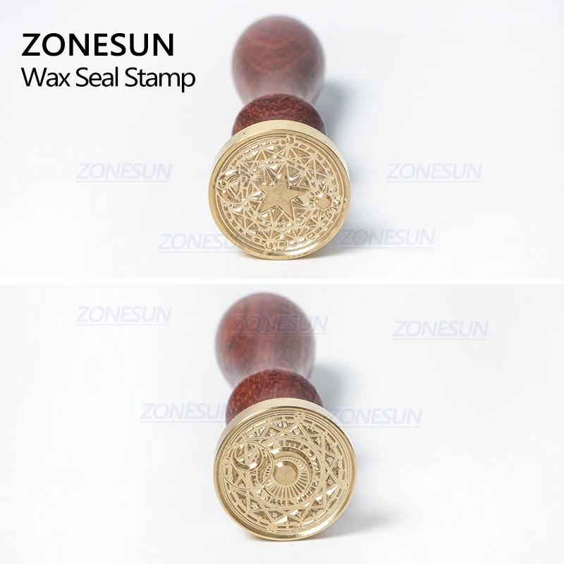  ZONESUN Magic Circle Moons Star Wedding Wax Seal Stamp with wood Handle for Gift Packing Letter Env - 33050468644