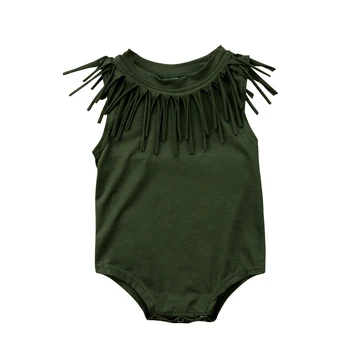 

Baby Girls Clothes Toddler kid girls Vintage Tassel Romper Black/Army Green Jumpsuit Cotton Outfits Summer Baby Girls Clothing