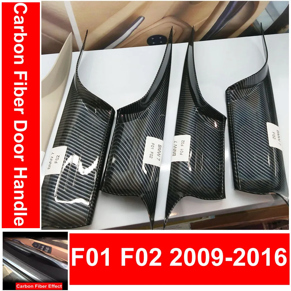 Car Interior Door Handle Black Cream Carbon Fiber Kit For Bmw F01