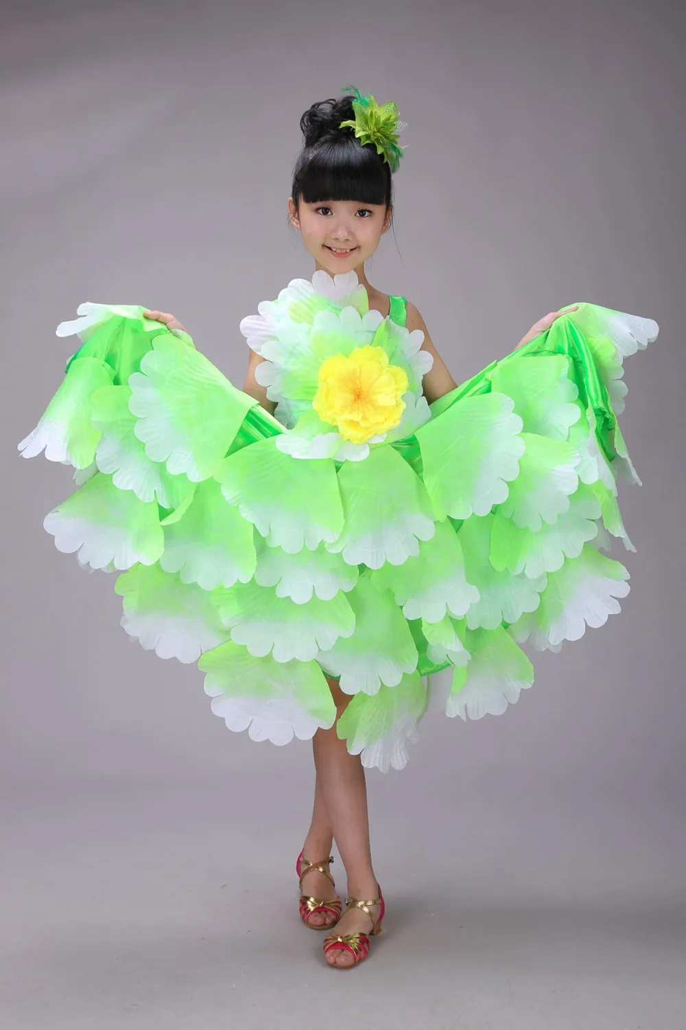 Танец фламенко костюм расширения лепесток юбка костюм испанского фламенко платье для танцев Одежда для сцены одежда для Girsl дети DL2888