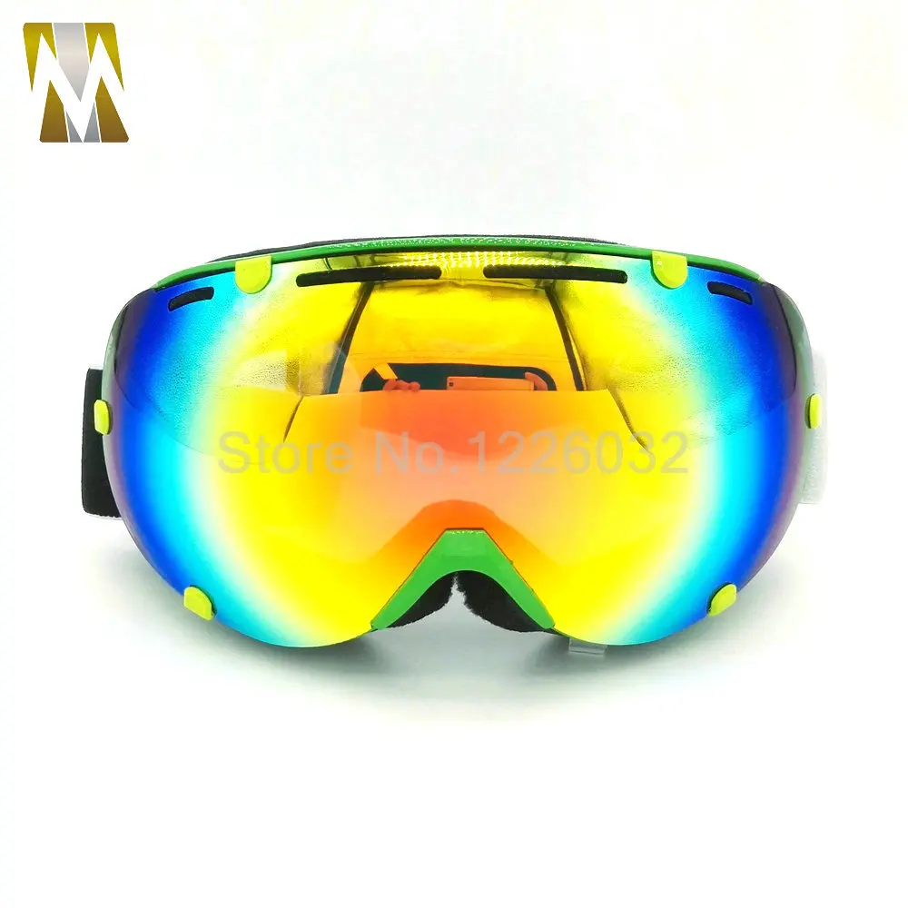 Лыжные очки 5 цветов лыжные очки ветрозащитные очки antiparras motocross lunette de ski homme gafas сноуборд gafas - Цвет: Green Frame Color