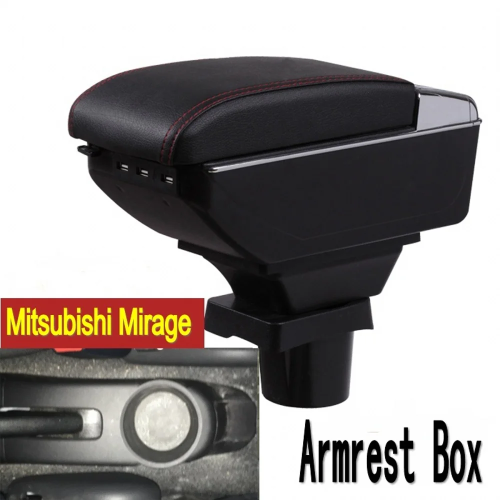 

For Mitsubishi mirage Space Star armrest box central Store content Storage box with cup holder ashtray USB interface