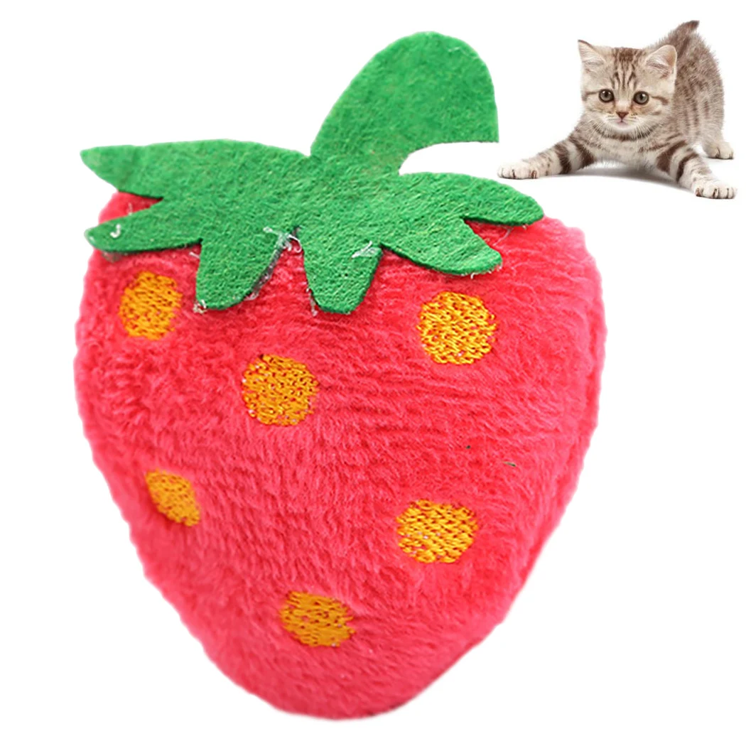 

Mini Cat Toys Creative Strawberry Fish Shape Interactive Kitten Toy Catnip Toy Pet Play Toys Pet Interactive Supplies